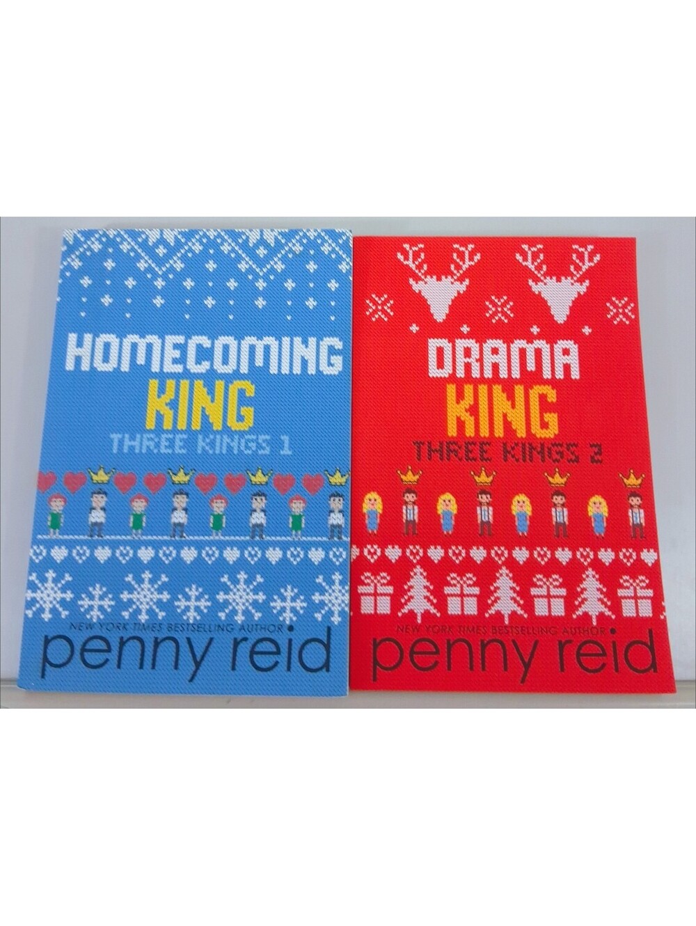 THREE Kings 1 2 Homecoming & DRAMA  King by Penny Reid Paperback Both SIGNED